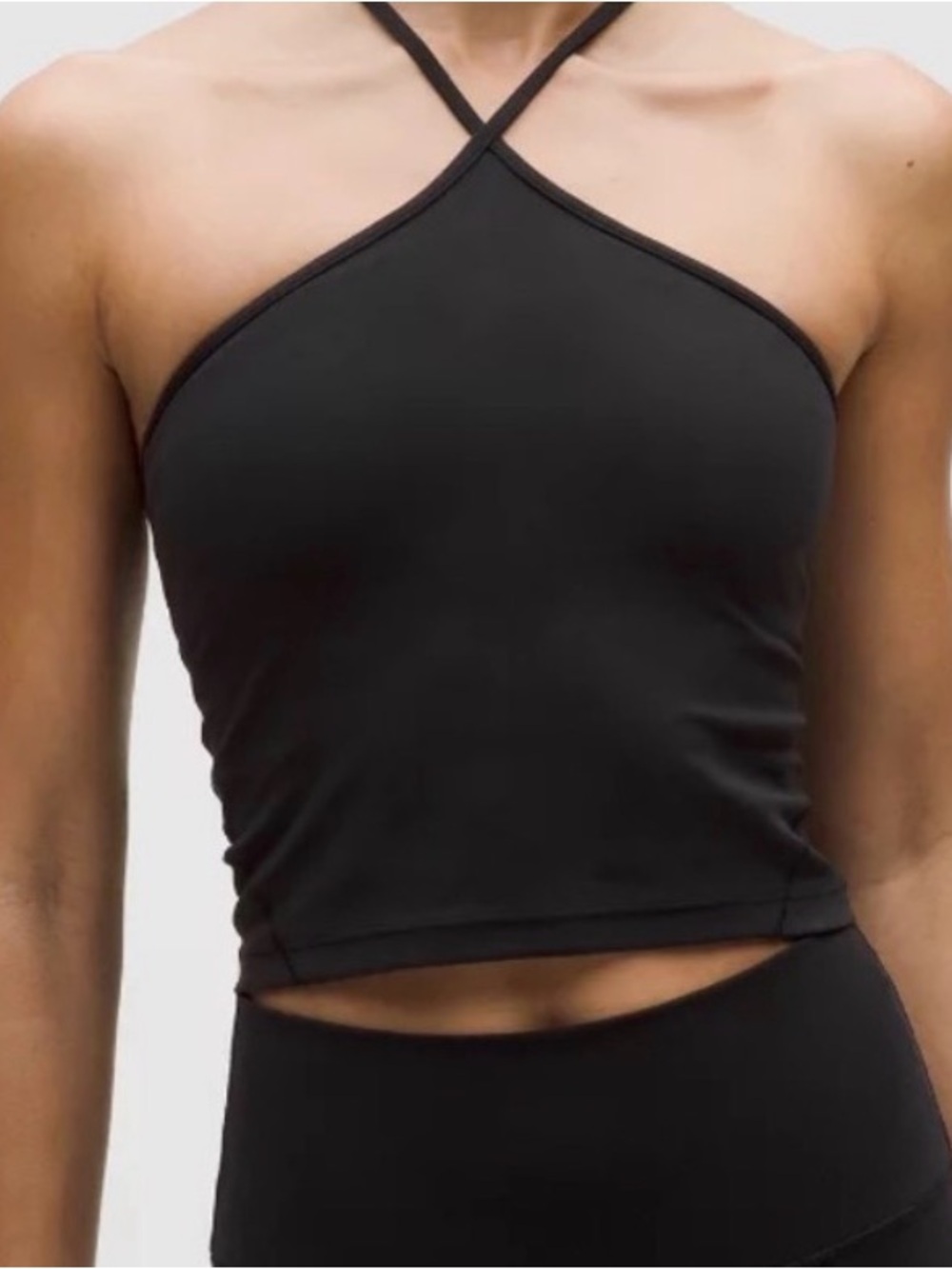 lululemon athletica Black Strappy Halter Cropped Tank